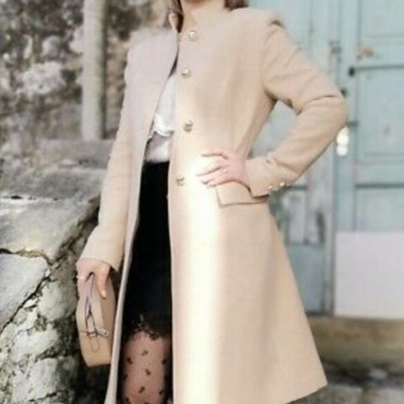 NWT zara gold buttoned tailored coat beige size small - Picture 1 of 8